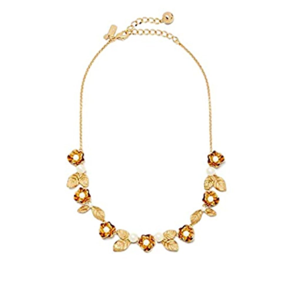 Kate Spade New York Lavish Blooms Pendant Necklace Floral  / Pearl Gold